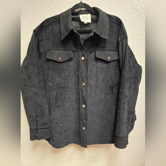 Fantastic Fawn Black Corduroy Jacket with Red Sequins Lip Design Size Medium - Picture 5 of 8